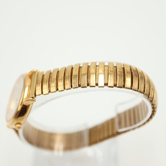 Caravelle by Bulova Gold Tone Watch 27mm Cream Date Expansion Band w New Battery - Picture 11 of 12